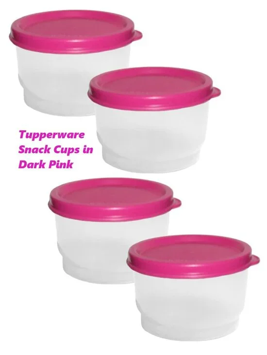Tupperware Snack Cups 4x 4oz White Containers w/ Red Seals OR Sheer w/Pink Seals - Picture 7 of 12